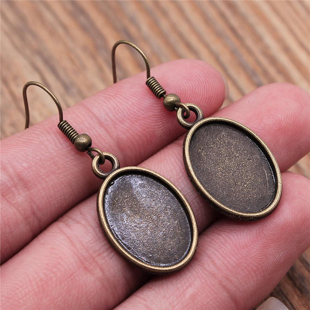 Oval Ear Hook Glass Cabochon Base Setting Tray Drop & Dangle Earring Women's Jewellery Party Boho Findings & Components
