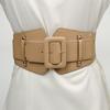 Elastic Skirt Canvas Sweater Dress Female PU Belt Cummerbunds Women Waistband Waist Belt