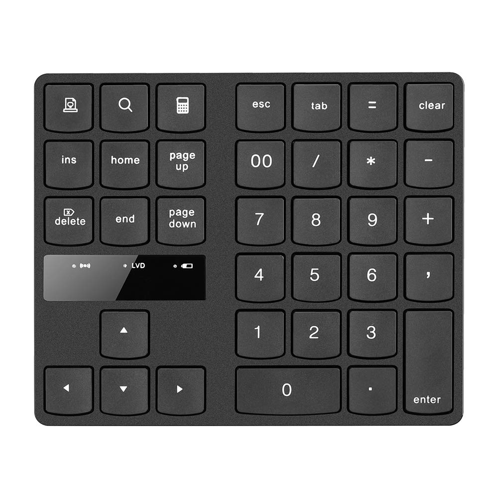 Skyeen Mini Numeric Keypad, 35-Key 2.4G Wireless Ultra-Slim Portable Keyboard with Screen Display, Indicator Lights, Built-in Rechargeable Battery,