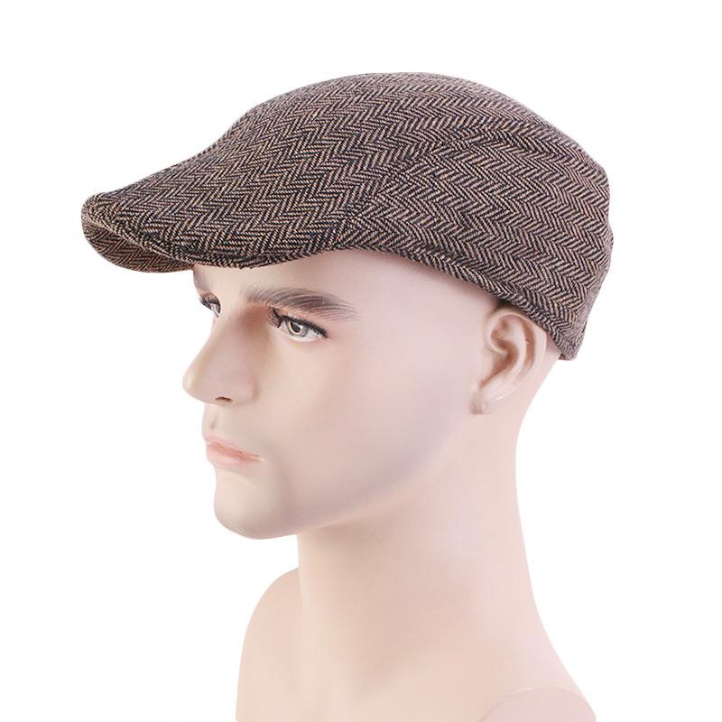 Autumn and winter simple herringbone beret, men's cap, forward hat, fashionable casual hat