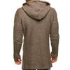 Autumn Winter Hooded Knitted Cardigan Long Sleeve Medium Long Sweater Jacket