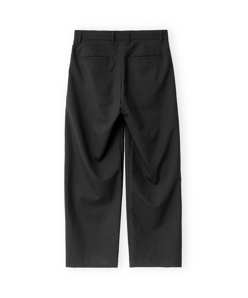 Beulaunyadeu Wool Single-Pleat Trousers, Black Stripe