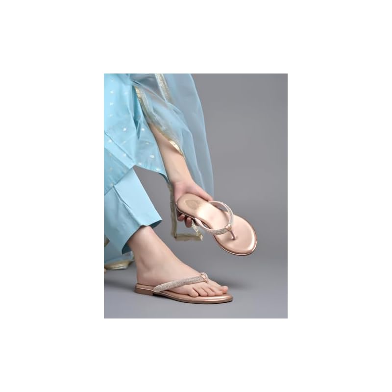 Shoetopia Балетки с ремешком, украшенным стразами, Rose-Gold Для женщин и девочек / EU39