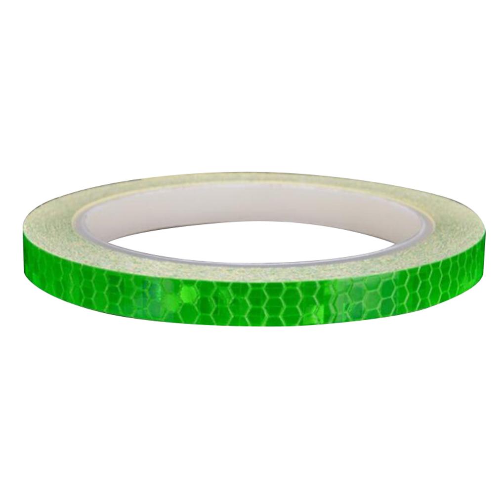 Reflective Sticker Rim Luminous Warning Tape Motorbike Bike Frame Wheel Adhesive Reflector Strip, Green