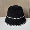 Plain and versatile bucket hat women's autumn and winter new outdoor warm show face small big head circumference knitted bucket hat