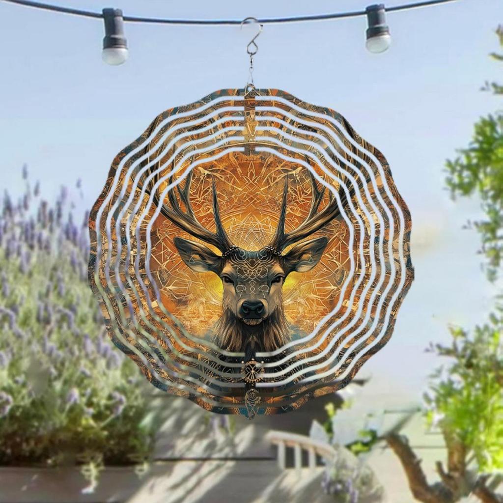 10-дюймовый ветряной спиннер «Олень» с колокольчиком для декора открытого сада, балкона, вращающийся крюк, элегантный подарок на весну-лето
