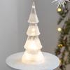 Glass Christmas Tree Figurine Tabletop Tree Ornament with LED Lights Holiday Decor Light Up Tree Cone for Home Office Parties Table Centerpiece