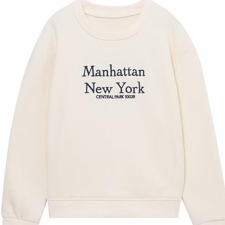 Женский свитер с длинным рукавом и круглым вырезом, свободный повседневный свитшот с вышитым текстом