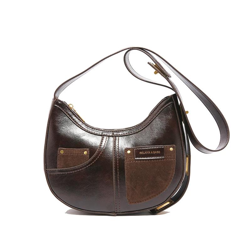 Сумки через плечо из цельного ПУ полумесяца, высокое качество, чувство роскоши, дизайнерский стиль, индивидуальность, модные женские сумки через плечо