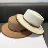 French Flat-top Straw Hat Female Sunshade Summer Flat-edge Top Hat Vacation Seaside Beach Sun Hat
