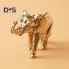 1 Pair Brass Elephant Figurine Carving Golden Elephant Statue Metal Animal Sculpture Feng Shui Decoration Home Office Desktop Ornament