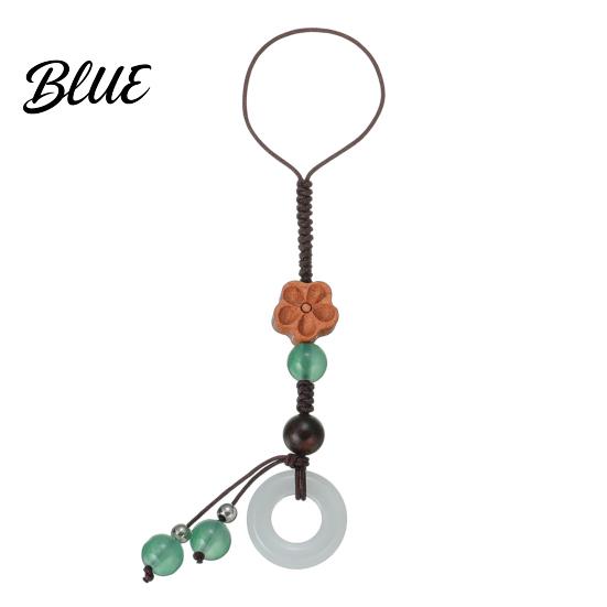 Braided Cell Phone Strap Flower Mobile Charm with Wooden