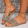 Модные серебристые блестящие хрустальные шлепанцы для женщин больших размеров, легкие удобные шлепанцы на платформе, женские 2025 лето, нескользящая пляжная обувь