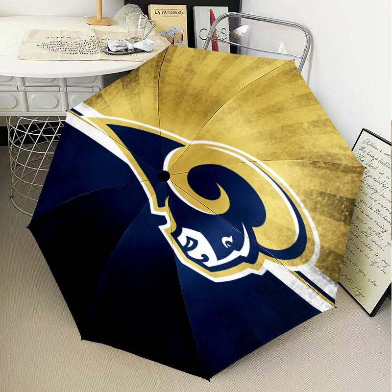 1PC Rams Football Team Spirit Printed Umbrella Folding umbrella, automatic umbrella 8-Frame for Travel, camping Fan gifts Christmas Gifts