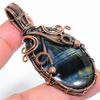 Натуральный драгоценный камень "Черный тигровый глаз" Кулон ручной работы из медной проволоки 2,60 дюйма d2g08