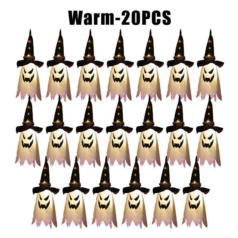 Светящийся в темноте Хэллоуинский кулон, светодиодная светящаяся цепочка с привидением и шляпой волшебника, страшный реквизит для вечеринки, фестивальный аксессуар для маскарадного костюма