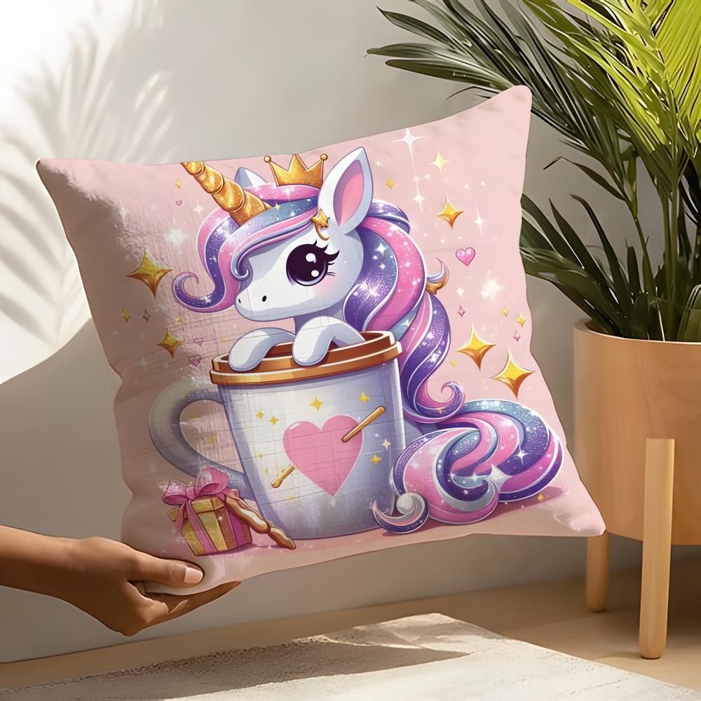 Cute Cartoon Unicorn Pillow Case Linen Cushion Covers For Decorative Sofa Home Pillows Case Car Chair Pillows Cases