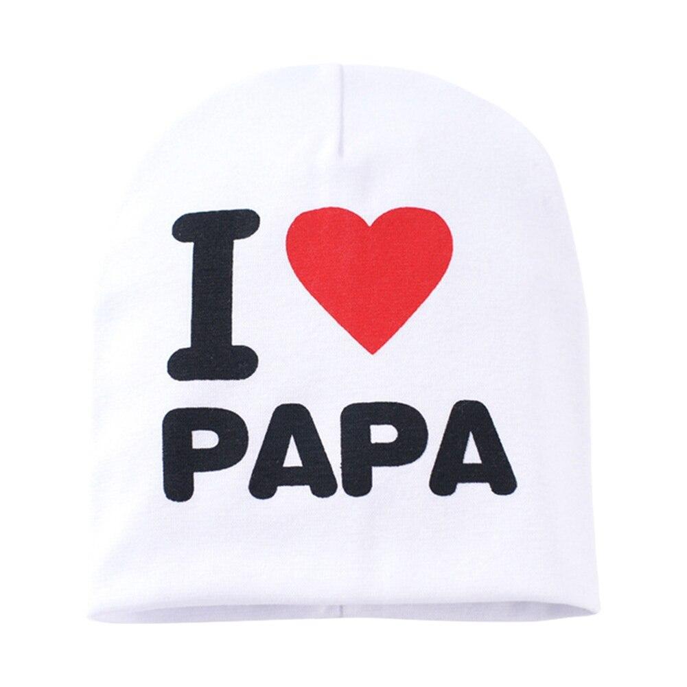 Весенне-осенняя двойная теплая шапка для новорожденных, шапочка «Я люблю папу и маму», вязаная крючком шапка с принтом для маленьких девочек и мальчиков, шапки, шапки