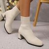 Fashion Autumn Winter Women's Knit Elastic Socks Boots Pointed Toe Chunky Heel Boots Black Fashion Ankle Chelsea Boots Plus Size 43