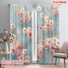 2 шт., 2D плоскостная печать Шторы Цифровая печать Цветущая сакура на синем Универсальный Прочный полиэстер (без стержня) Праздничный