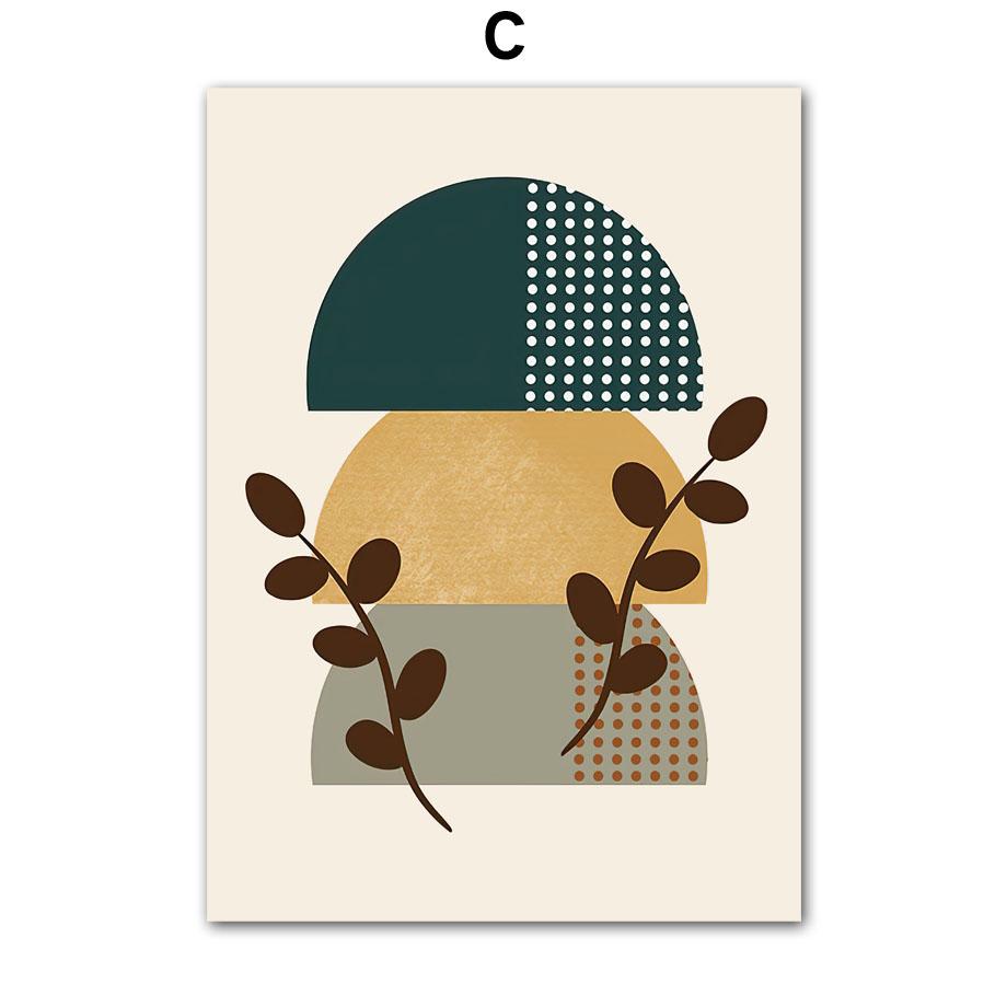 Бохо Геометрические фигуры Листья Солнце Постеры и принты Холст Картина Скандинавские абстрактные настенные картины Гостиная Домашний декор