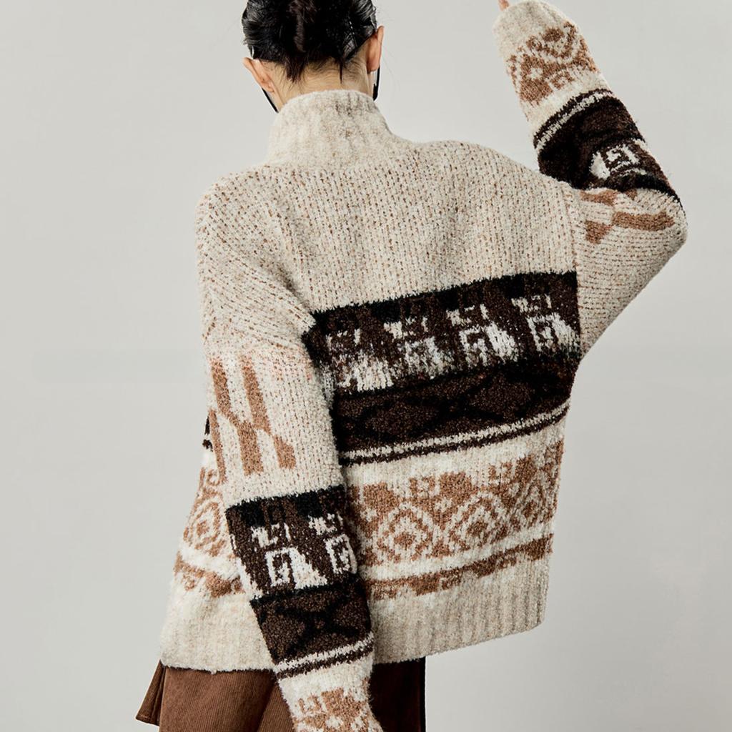 Dimanaf 2025 Plus Size Autumn Sweaters Cardigan Pockets Women Pattern Printing Buttons Sweaters Knitting Loose Sweater