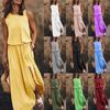 2025 Women's Round Neck Sleeveless Multi-Color Slit Long Dress