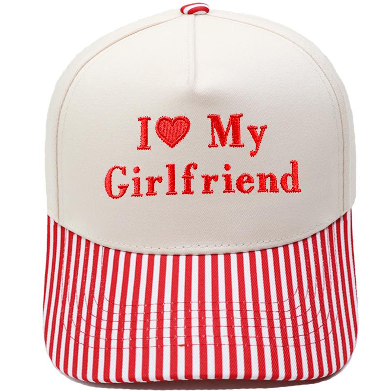 My Girlfriend Love Embroidery Truck Driver Hat Color Matching Vintage Men's and Women's Casual Sun Hat