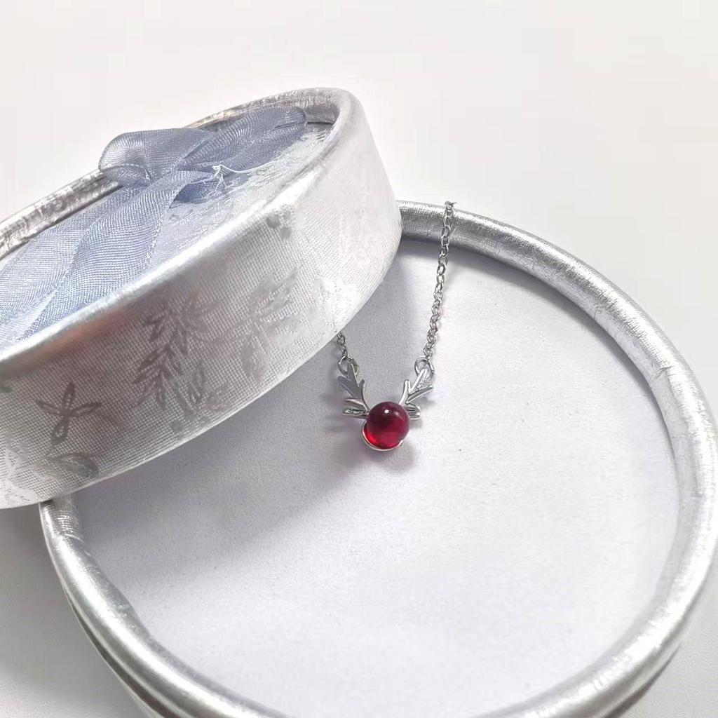 Милое ожерелье с рогами оленя в корейском стиле для женщин - Универсальная ключичная цепочка в стиле мори