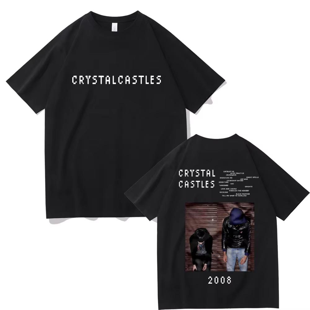 Crystal Castles Двусторонние Печатные Футболки Мужские Женские Хип-Хоп Рок Оверсайз Футболки Мужская Готическая Футболка Мужская Винтажная Футболка