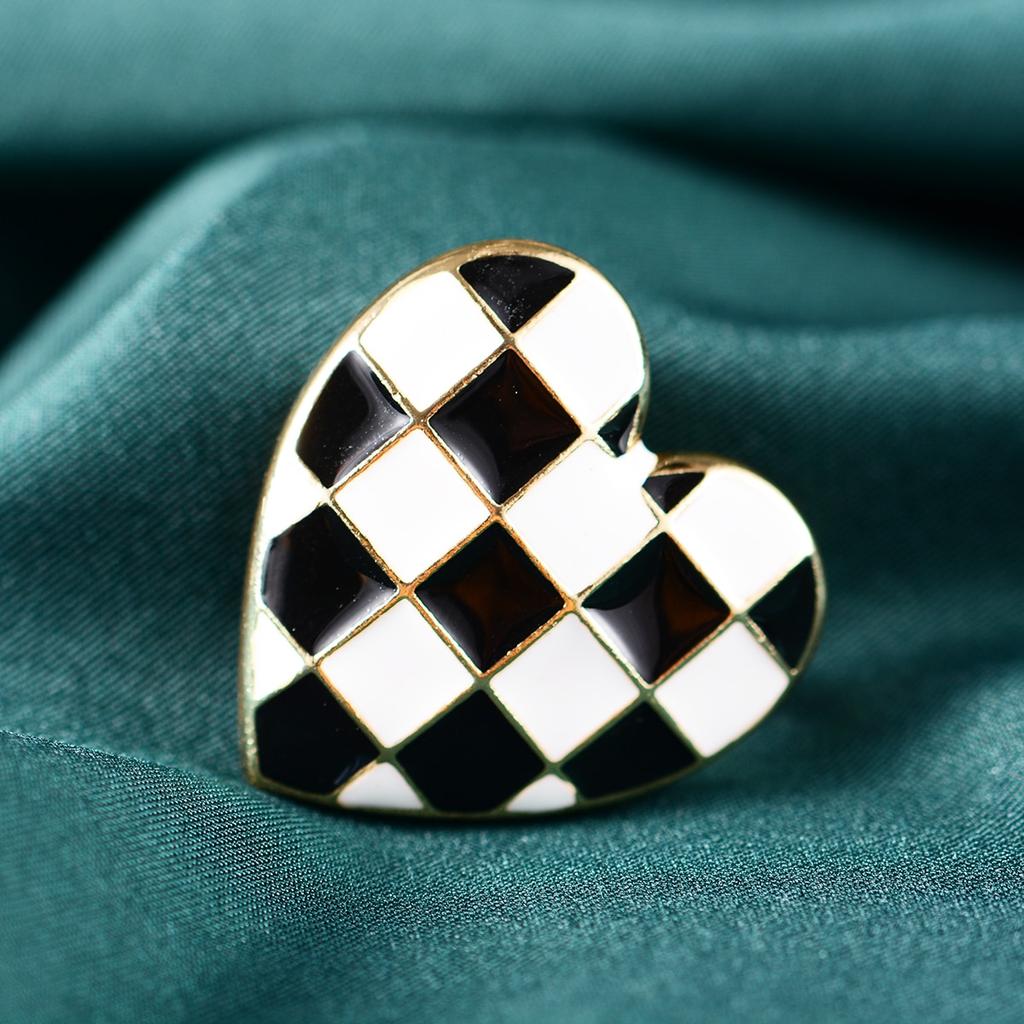 Blucome Mosaic Enamel Heart Shape Brooch Corsage Badge Special Design Brooches Collar Clip