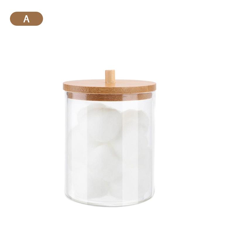 Makeup Cotton Pad Organizer Storage Box For Cottonswab Container With Bamboo Lid
