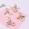 1 шт. брелок для женщин и девочек, корейская мода, жемчужный брелок для ключей, сумка, подвески, золотой брелок, брелок для ключей, милое сердечко, аксессуары для ключей
