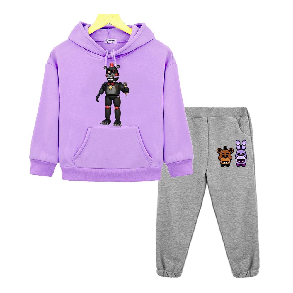Комплекты с капюшоном FNAF для мальчиков и девочек, толстовка с капюшоном в стиле аниме, флисовый пуловер, куртка, осенняя толстовка с изображением медведя и кролика, каваи, детская бутиковая одежда