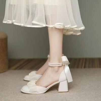 Модные туфли Мэри Джейн, французский темперамент, фея, жемчуг, нежные одинарные туфли, винтажные сандалии