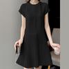 ZANZEA Женское повседневное плиссированное однотонное свободное платье трапециевидной формы с короткими рукавами и круглым вырезом