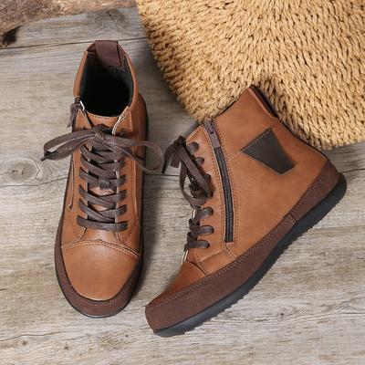 Зимние новые однотонные модные ботинки на плоской подошве с боковой молнией, универсальные удобные короткие ботинки