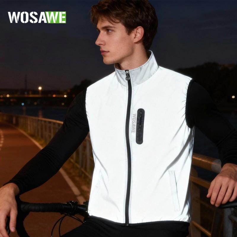 WOSAWE Cycling Windbreaker Vest Unisex Reflective Sleeveless Jacket Road Bike Riding Running Outdoor Sports