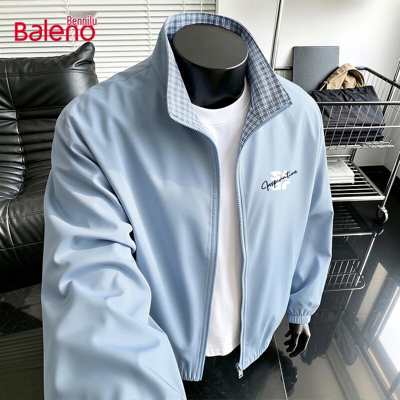 Мужская повседневная куртка Baleno в клетку с заплатками и воротником-стойкой