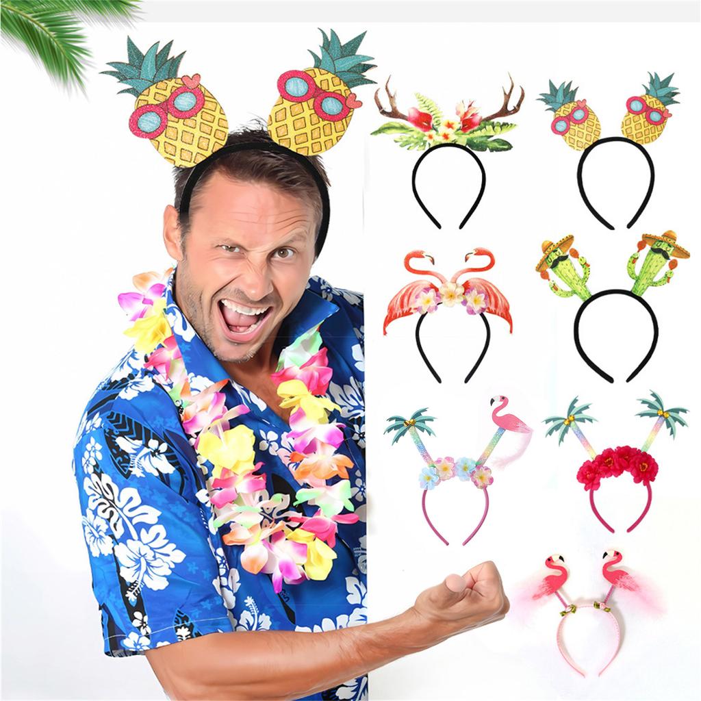 Tropical Summer Headwear Luau Palm Antler Headband Party Costume Stall Pedlar Supply for Picnic Pool Parties