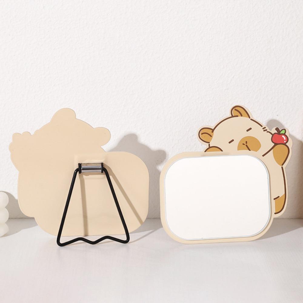 Cartoon Standing Makeup Mirror Adjustable Desktop Makeup Mirror Portable Single-sided Mirror  Gift