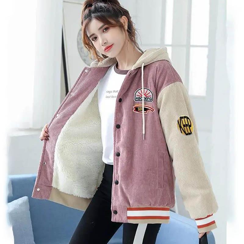 Плюс бархатное толстое пальто, женская осенне-зимняя одежда, студенческая корейская версия, из дикой вельветовой шерсти ягненка