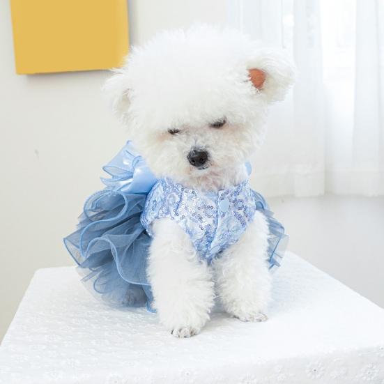 Платье для собачки-принцессы, блестящее кружевное платье-пачка для маленьких щенков, одежда для собачьих нарядов на свадебные вечеринки