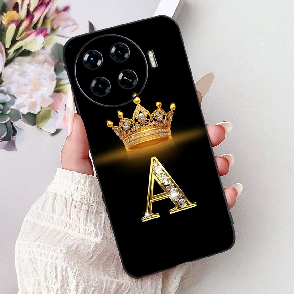 Для Tecno Spark 20 Pro+ 20Pro 20 20C Модный чехол для телефона с буквой-короной Для Spark20 20 Pro Plus Черный Силиконовый Мягкие чехлы Бамперы