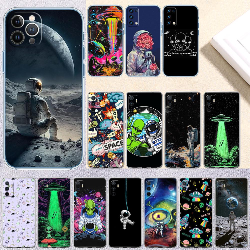 Astronaut Space Alien UFO Transparent Phone Case for Motorola Moto G10 G20 G30 G31 G32 G34 G35 G41 G42 G50 G51 G52 G55 G60 G60S