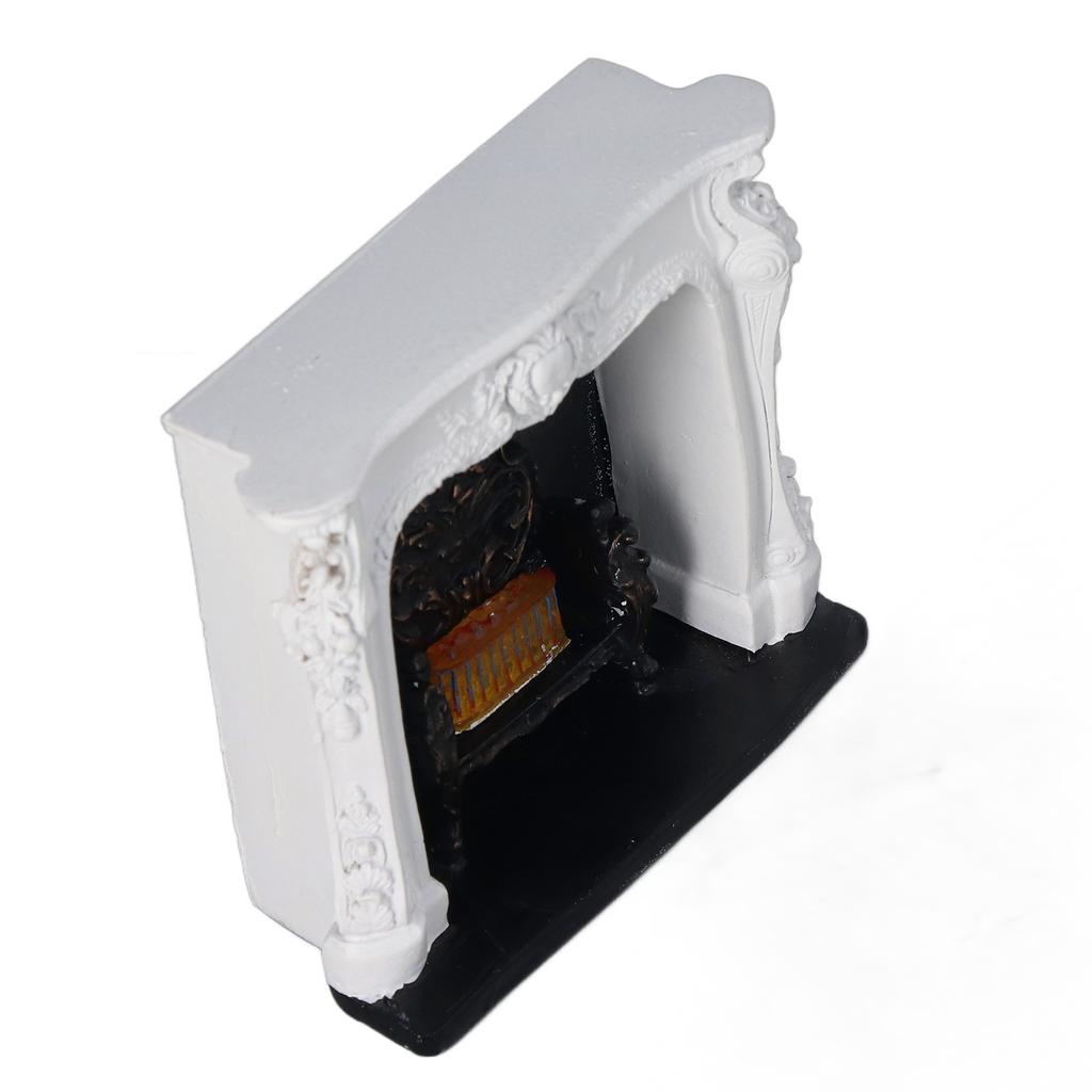 Dollhouse LED Fireplace Rococo Style Simple Switch Control Portable Resin 1:12 Dollhouse Miniature