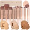 Makeup Brushes Set 14Pcs with Makeup Sponge and Puff Sponge Professional Face Powder Foundation Eye Shadow Concealers Brush Kit Gift Box D1407