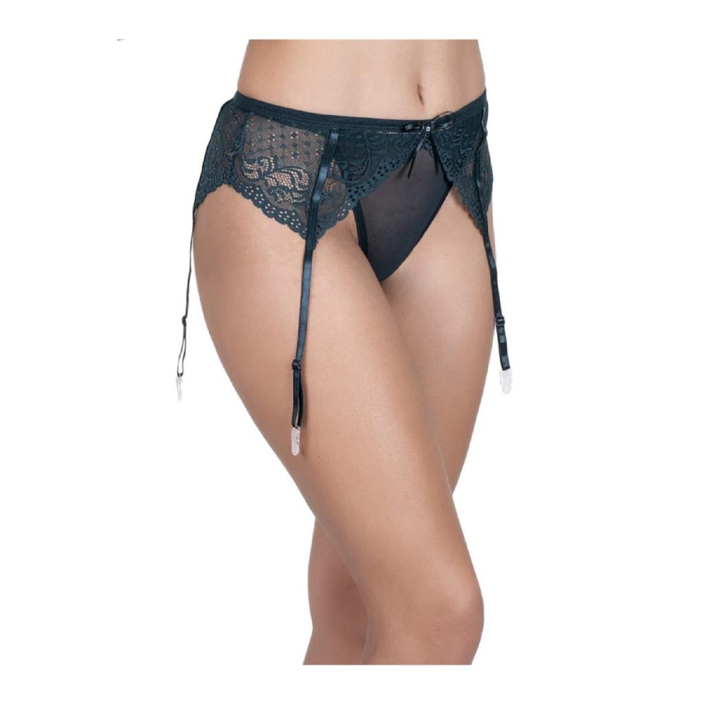 Женский кремовый кружевной цельный пояс с подвязками