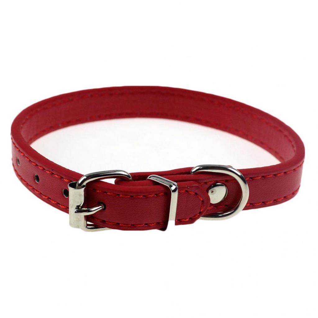 Small Pet Dog Adjustable Faux Leather Collar Puppy Cat Buckle Neck Strap Decor