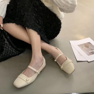 Модная женская летняя обувь в японском стиле Лолита Каваи Готика на низком каблуке Элегантные туфли с квадратным носком для женщин 2024 Жемчужные Мэри Джейн